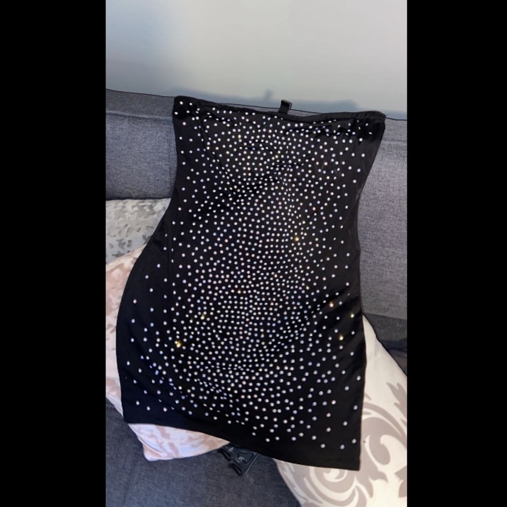 strapless rhinestone dress